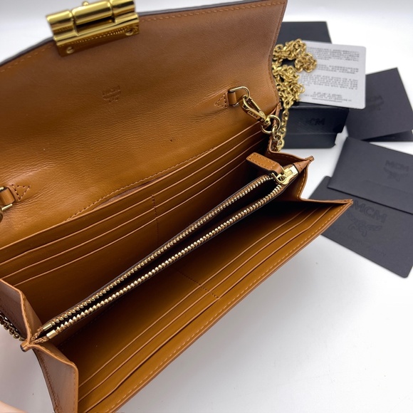 MCM Full set wallet on chain crossbody bag Millie leather Camel in leather logo - Picture 4 of 15